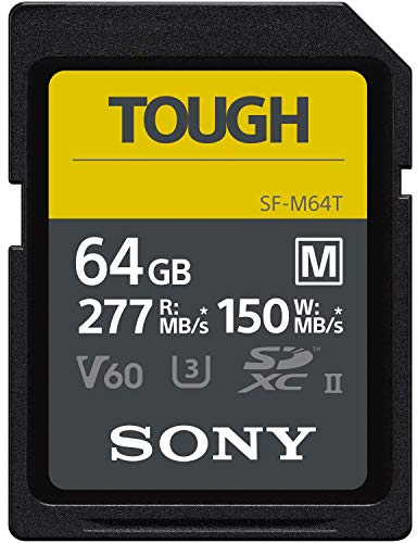 Sony 64GB SF-M series Tough specification UHS-II U3 V60 SDHC Digital Memory Card Card - Read 277MB/s Write 150MB/s SFM64T
