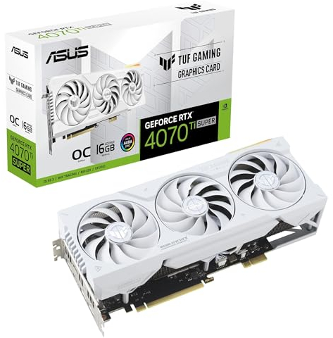 ASUS TUF GamingGeForce RTX 4070 Ti SUPER BTF White OC Edition 16GB GDDR6X (NVIDIA DLSS 3,(GC-HPWR)Gold Finger,PCIe 4.0, 2X HDMI2.1a,3X DisplayPort 1.4a, TUF-RTX4070TIS-O16G-BTF-WHITE) + Indiana Jones