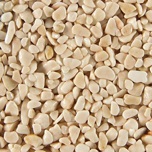 Terralith Steinteppich Marmor Komplett-Set für 1qm - Körnung: fein - 2-4mm mit Polyurethan Bindemittel - für Außen in natur (crema)