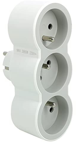 LEGRAND - Fiche Multiprise Triplite - 3 Prises Frontales avec Terre - Positionnement Horizontal - Sécurité Enfant Intégrée - Blanc et Gris Clair