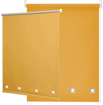 Funky Gadgets Roller Blinds Square Eyelet Light Filtering Roller Blind Daylight Trimmable Blinds Child Safe Easy Fit Metal Tube Home Office Window Blinds-Ochre, W120x L210cm