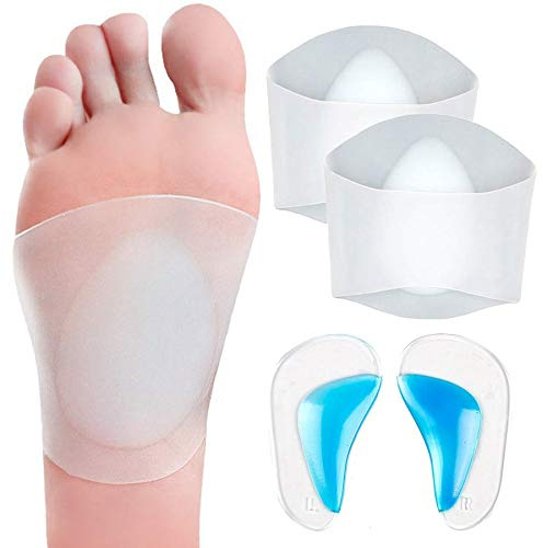 Doumneou Juego de soporte de , 2 pares de mangas para fascitis plantar/plantillas de zapatos para pies planos, mangas de de silicona reutilizables con cojines acolchados para fascitis