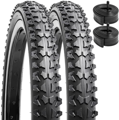 YunSCM 2-pack 18 tum cykeldäck 18 x 1,95 ETRTO 54-355 med 2-pack 18 tum cykelrör 18 x 1,75/2,125 AV32 mm ventil kompatibel med 50-355 18x1,90 18x1,95 18x25 .0 mountainbike Däck och slangar