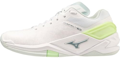 Mizuno Damen Wave Stealth Neo (W) Leichtathletik-Schuh, Weiß/Grün (White Glacial Ridge Patinagreen), 38.5 EU