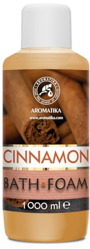 Badeschaum Zimt 1000 ml - Natürlichem Ätherischem Zimtöl - Aromatherapie Badewanne - Körperpflege - Entspannung - SPA - Baden - Badezusatz - Schaumbäder - Zimt Aroma