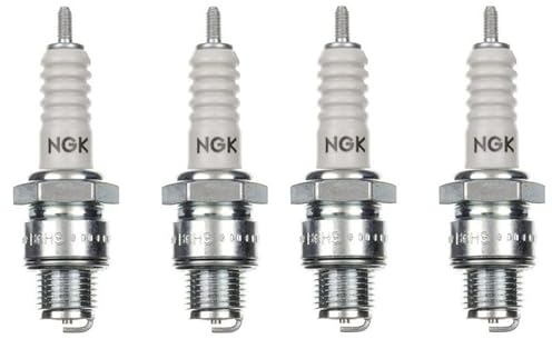 4x Zündkerze B6HS Kurzgewinde passend für Piaggio Vespa Ciao, Boxer, Bravo, Si, EC1, V50, N, Special, PK 50, P, PX – Mofa Moped Zündkerzen Set – 4 Stück