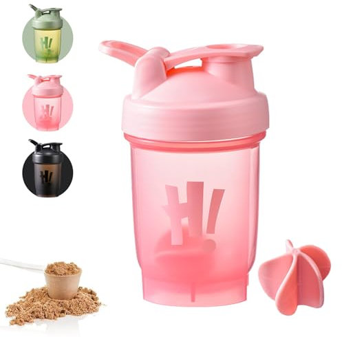 Protein Shaker Bottle 350ml with Mixing Ball BPA-Free Meal Replacement Shaker CupsLeakproof Flip On Lid Dishwasher Safe Gym Bottles for Men & Women Gym Sports Protein Supplement Fitness (Pink)