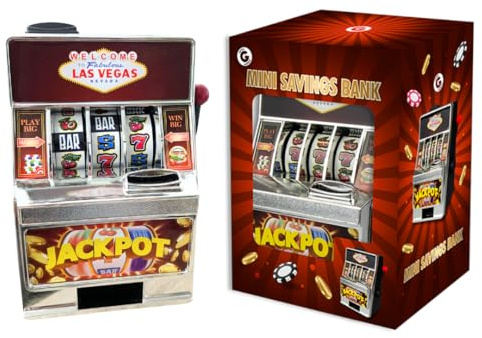 LND Savings Bank One Armed Bandit Slot Machine, Slot Machines Money Bank For Adults, Secret Santa Gifts for Him, For Her, Retro Gifts For Adults Novelty Measures 18cm x 12cm Approx