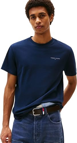 Tommy Jeans Tjm Slim Linear Chest Tee Ext Dm0Dm21780, Maglietta a Maniche Corte, Uomo, Blu (Dark Night Navy), M