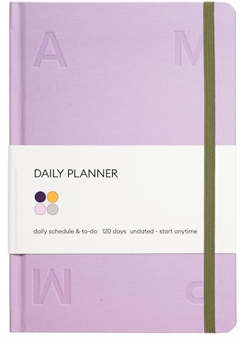 Kunitsa Co. Undated Planner - Hardcover, with Habit Tracker & Goal Setting - Daily, 120 Days, Start Anytime (Lavender)