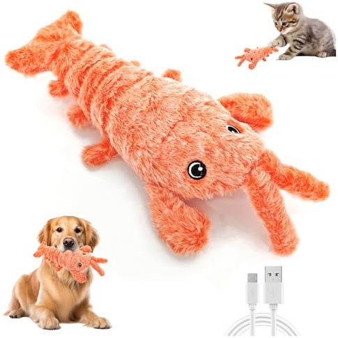 Juguete Interactivo De Langosta, Juguetes Interactivos para Perro Juguete de Langosta Flexible para Perros Juegos Interactivos para La Dentición y Caza para Perros y Gatos contra El Aburrimiento