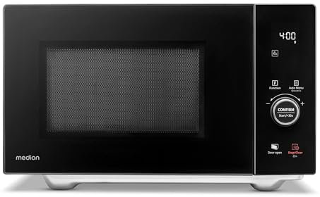 MEDION Microondas con grill y función de aire caliente (25 L, 900 W, 1100 W grill, 2100 W convección, 11 programas automáticos, 10 niveles de potencia, acero inoxidable, MD12041) negro