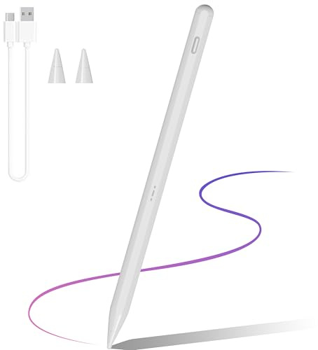 Stylus Pen A16 for iPad 2018-2025，2x charging，Tilt Sensitivity Pencil Compatible iPad 11/10/9/8/7/6th Gen, Pro 12.9/11/13 Inch M4, Air 3/4/5/M2/M3, Mini 5/6 (White)