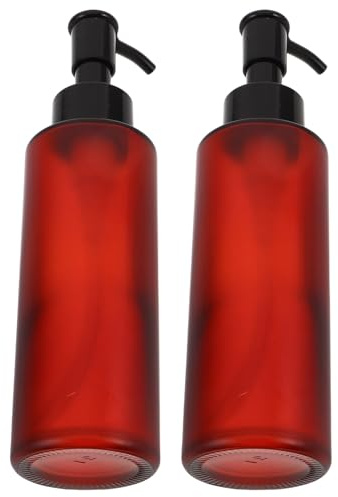 PRETYZOOM 2 Pièces Flacons à Pompe Rechargeables en Verre Ambré pour Lotions et Liquides Couleur Rouge Foncé pour Huiles, Shampoings et Démaquillants