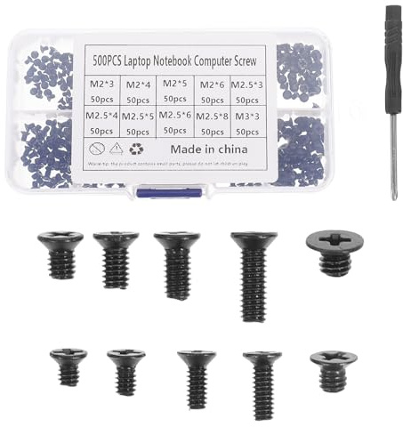 Ipetboom Juego de Tornillos para Computadora M2-M3 Avellanados Negros 500 Piezas Destornillador Cruzado Suministros Compactos para Montaje y Reparación de PC