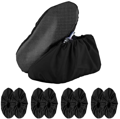Tharvolex 4 Pairs Reusable Waterproof Shoe Covers, Anti-Slip Rain Shoe Protectors with Elastic Opening, Washable Overshoes for Indoor & Outdoor Use, Fits UK Sizes 3–10