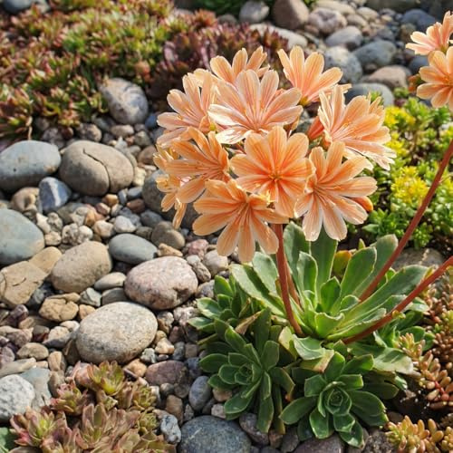 Bloomique - Juego de 6 - Lewisia Cotyledon Elise - Hierba amarga - Floración abundante - Resistente al invierno - Perenne - 10-20 cm de altura - Maceta de 9 cm