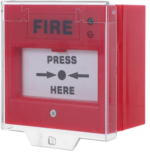 SHINEOFI Bouton D'alarme Incendie Manuel Protection, Double Alerte Lumineuse et Sonore, Plastique Robuste, Réarmement Manuel, pour Système D'alarme Incendie Bureau et Domicile, Dispositif