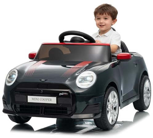 ZoomBuggy Coche Eléctrico para Niños 12V Mini, Coche de Batería, Negro | Carro Eléctrico Infantil con Mando a Distancia, Música, Faros LED, Claxon, MP3, 3–6 km/h, Carga 30 kg, para Niños de 3+ Años