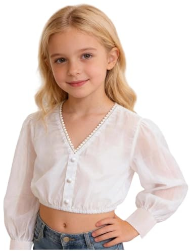 Chemise Fille Dirndl Col V Blouse pour Fille Bavaroise Manches Papillon