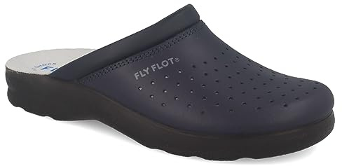 Fly Flot | Man Professional, Zoccoli Sanitari Uomo, Ciabatta con Tomaia in Pelle Forata, Sottopiede in Pelle Scamosciato, Blu, 40