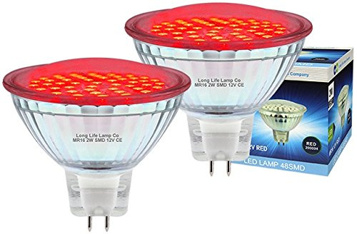 2 x 12v LED MR16 Red 2w Low Voltage Spot light Bulb GU5.3