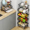 KOLENSA Metalldrahtkörbe mit Rädern, stapelbare Aufbewahrungskörbe, Küchen-Organizer, Regal, 3–4–5–6 Etagen, Obst, Gemüsewagen, Geschirr, saisonale Regale für Garage, Speisekammer, Badezimmer