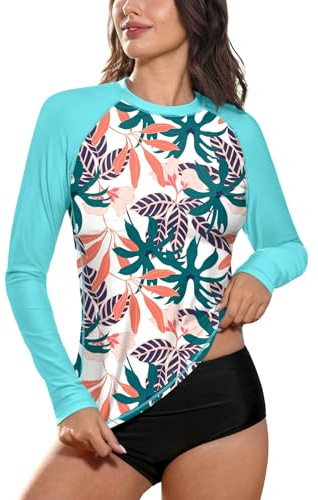 BesserBay - Maillot de surf rashguard UV pour femme - Maillot de bain à manches longues - UPF 50+ - Multicolore - S - XXL, a4, M