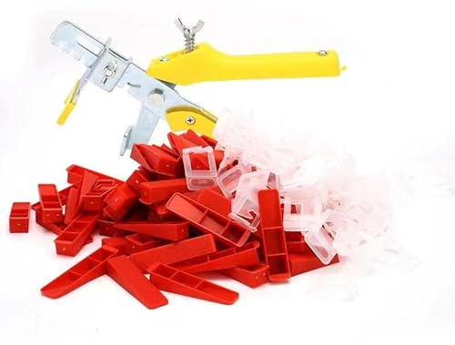 Deuvuo Tile Leveling System 3mm, 300 Pcs Tile Spacers Leveling Clips and 100 Pcs Reusable Wedges with Tile Leveling Pliers - Tile Tools Set for Stone Installation