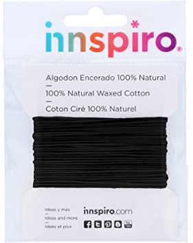 INNSPIRO Cordón algodón Encerado Fino Negro 0,5mm. 5m.