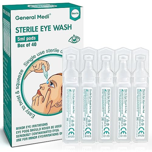 General Medi Eye Wash - Sterile Saline Solution 5ml/0.9% (Pack of 40)