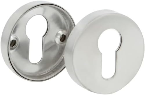 Amig - Bocallave para Cilindros - 65 x 31 mm - Embellecedor de cerradura - Compatible con Cilindros Europerfil - Diseño Elegante y Sencillo - Plateado mate - Acero inoxidable