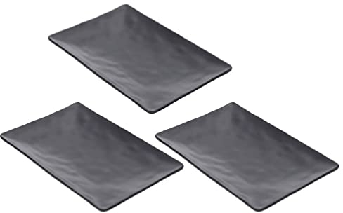 Kichvoe 3pcs Sushi Plates: Japanese Style Rectangle Sashimi Serving Tray Melamine Dinner Dish Dessert Plate Food Dish for Appetizers Snacks Cake Meat Black Sushi Making Kit