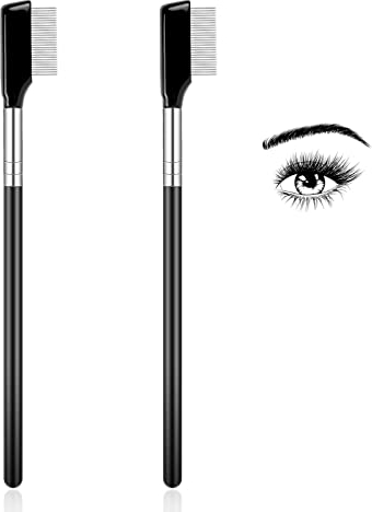 2 Stück Metall Wimpernkamm Augenwimpern Trenner Wimpern Pinsel Augenbrauenbürste Mascara Applikator Wimperntrenner Werkzeug Zähne Pflege Pinsel für Mädchen Frauen