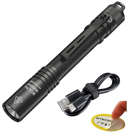 Nitecore MT2A Pro EDC Flashlight, 1000 Lumen, USB-C Rechargeable, 2X AA Battery Compatible Slim Penlight, Including NitecoreS Sticker