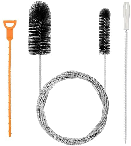 Pipe Cleaner Brush 80 inch Shower & Sink Drain Cleaning Tool - 3Pcs Plughole Unblocker for Bathroom & Kitchen Sinks