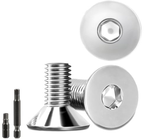 40 tornillos de cabeza avellanada de acero inoxidable, M8 x 16 mm, hexágono interior M8, tornillos de acero inoxidable DIN 7991/ISO 10642, tornillos de cabeza avellanada con 2 unidades de cabeza