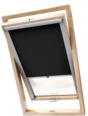 Stylo Verdunkelungsrollo für Dachfenster – für FAKRO-Fenster - 100% Verdunkelung - Aluminium für FAKRO-Fenster – Thermoisolierung – Mechanismus – Sonnenschutz FAKRO 78/98 Schwarz