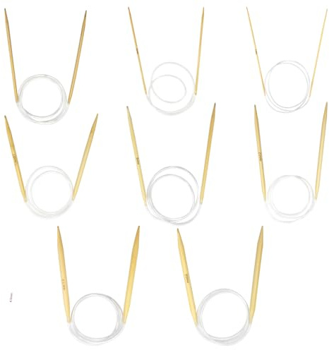 YXHZVON Aiguilles Circulaires Bambou, 8 Paires d'Aiguilles à Tricoter Circulaires à Double Pointe 60 cm avec Tubes en Plastique Transparent pour Débutants et Professionnels（2/2,5/3/4/5/6/7/8 mm)