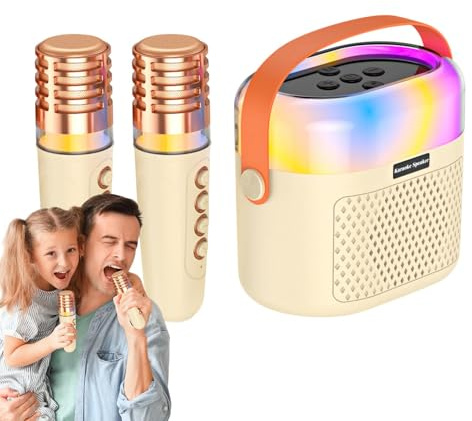 Ensemble Microphone et Haut-Parleur, karaoké, Machine de karaoké de Chant pour de 1200 mAh - Haut-Parleur karaoké, kit de karaoké Familial avec lumières éblouissantes et 2 Microphones