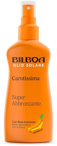 Bilboa Carotissima, Olio Solare Spray Super Abbronzante con Betacarotene, Mette l'Abbronzatura Nero su Bianco, Resistente all'Acqua, Dermatologicamente Testato, 200 ml