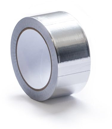 Cinta adhesiva negra de aluminio para altas temperaturas, 25 m x 55 mm, ideal para ventilación, aislamiento y supresión de puentes térmicos
