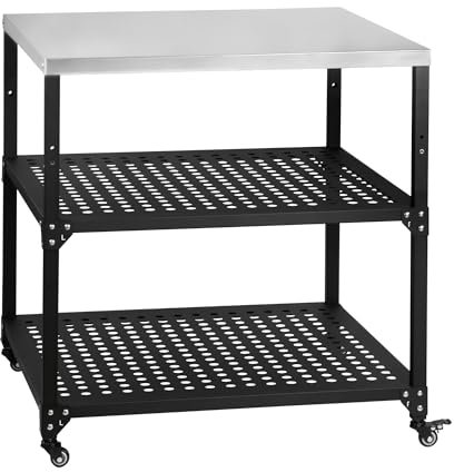 BBQ-Toro Grillwagen 80 x 80 x 83 cm | Schwarz | Grilltisch mit großer Arbeitsfläche | Grill Beistelltisch, Outdoor Grill Trolley | Grilltisch Outdoor, Servierwagen mit Edelstahl Ablagefläche