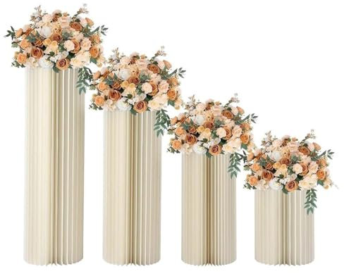 Soportes para Flores de Boda, Pedestal de cartón de 3, 4 o 5 Piezas, mesas de Fiesta, Pilar de Papel para cumpleaños (diámetro de 30 cm, C)