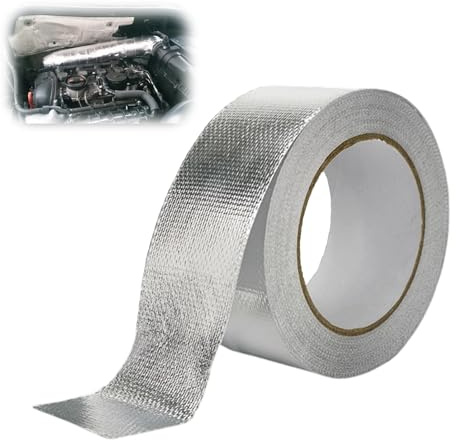ZHUDAZHAO Hitzeschutzband Auspuff 10m X 5cm,Auspuffband,Auspuff Dichtband Selbstklebend Hitzebeständig Reparaturband,Exhaust Auspuffdichtung,Aluminium Klebeband für Auto Motorrad Krümmer