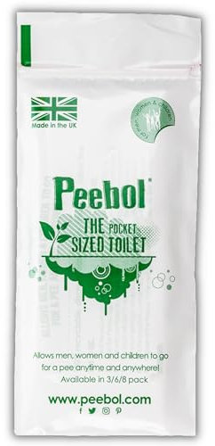 Peebol by SHEWEE – The Pocket-Sized Toilet – Rapidly Turns 1L of Urine into an Odourless & Solid Gel. Disposable Urinal Bag for Everyone. Festival,Camping,Car&Travelling Essentials – 1 Pack,White