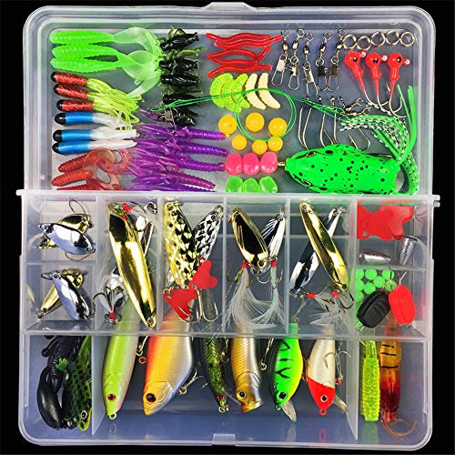 CHSEEO 106 Stück Wobbler Kunstköder Set Angel-Köder Forellenköder Angelhaken Perfekt zum Hecht Zander Angeln Barsch Forelle Dorsch Swimbait Jerkbait Angelzubehör Angelset #5
