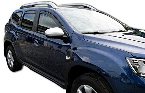 J&J AUTOMOTIVE | Windabweiser Passend Für Duster 2017-2024, Heko Regenabweiser, Getönt, Set 4-Teilig, Vorne und Hinten, Aerodynamisch