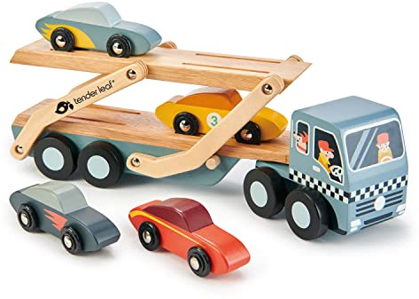 Tender Leaf Toys Car Transporter - fantasievolles Spielgeschenk für Kinder fördern die soziale Entwicklung und Sprachfähigkeiten