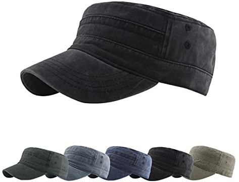 Joligiao Casquettes Unisexe Casquette Militaire dans Chapeau Lavé Cru Réglable Unisexe Casquette Couleur Unie Voyages Cap béret